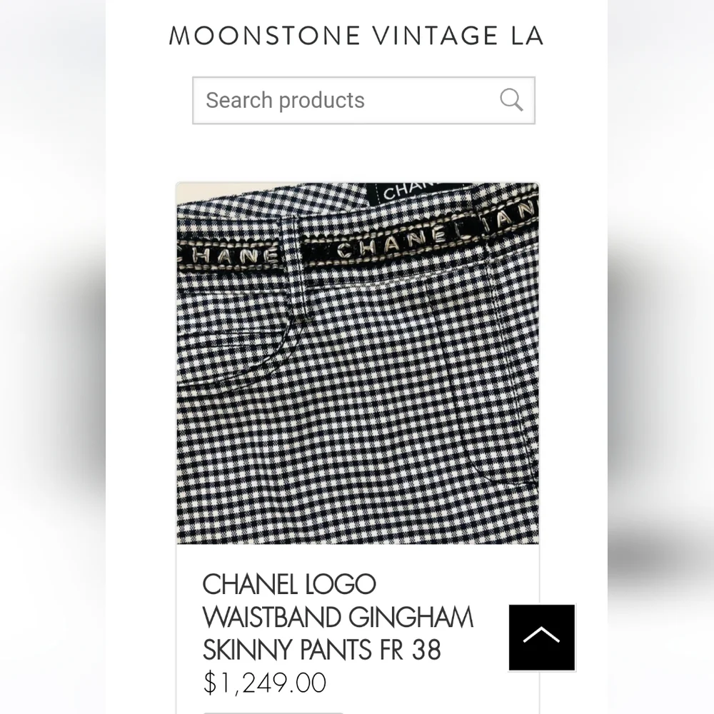 Authentic Chanel boutique logo waistband skinny gingham trousers - Picture 8 of 8